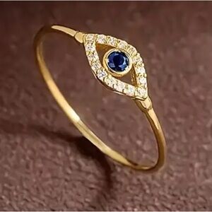 Luxurious 925 Sterling Silver Evil Eye Ring - Paved Shining Zirconia